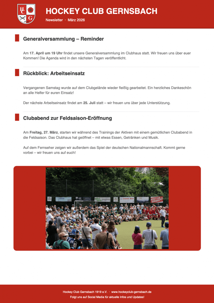 HCG Newsletter März 2026